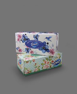 دستمال جعبه‌ای 150 برگ دولا – تنو (جعبه 100 برگ)