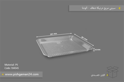 سینی مربع درنیکا شفاف کد S1 - ظروف یکبار مصرف کوشا