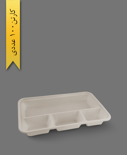 ظرف غذا گیاهی چهار خانه کبابی - ظروف گیاهی یکبار مصرف آملون